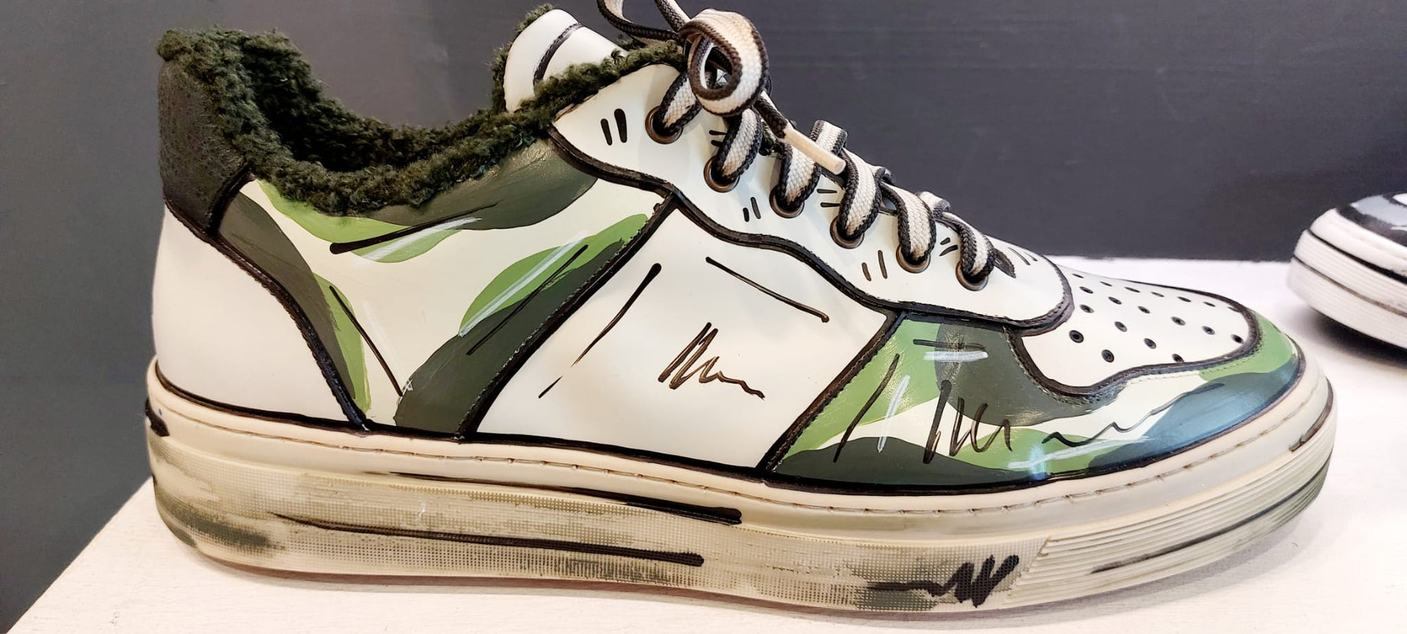 SNEAKERS BIANCA VERDE PEZZO UNICO